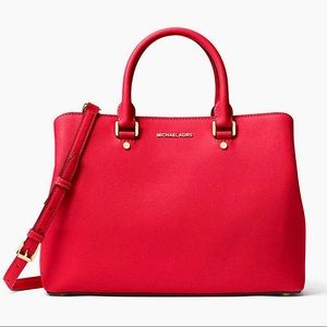 Michael Kors Savannah Sangria Leather Bag